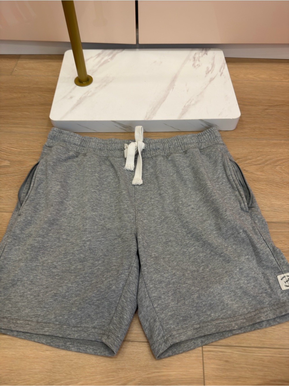 Men's Grey Athletic Drawstring Shorts with Side Pockets